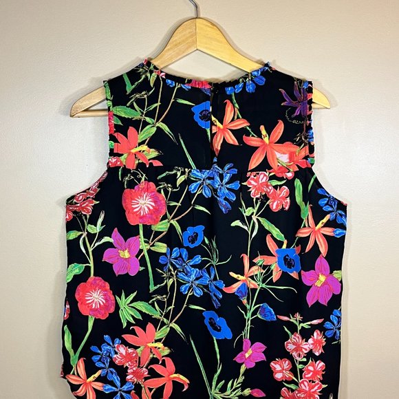 REDUCED! #115 Spense Stunning Floral Sleeveless Top, Size L - Picture 2 of 5